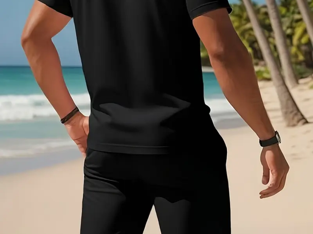 Black Short sleeve polo shirt set