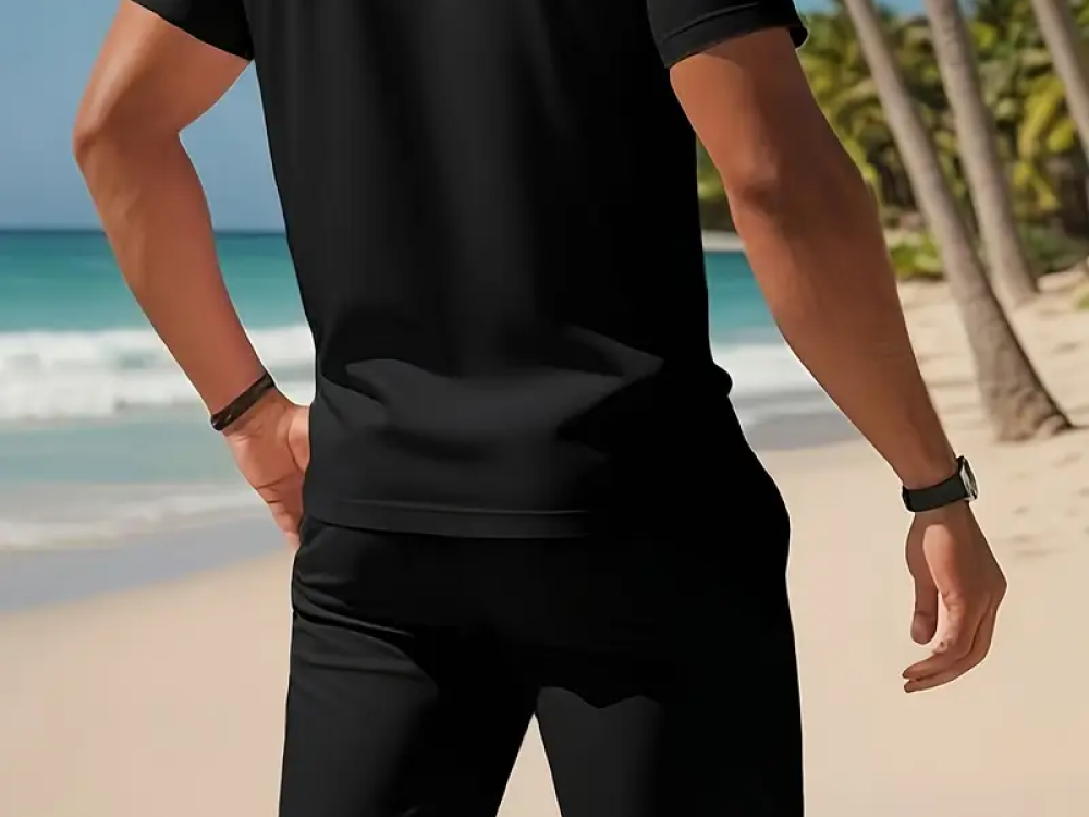 Black Short sleeve polo shirt set